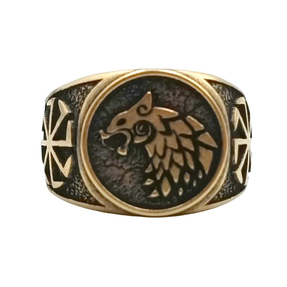 Slavic wolf Sun wheel ring