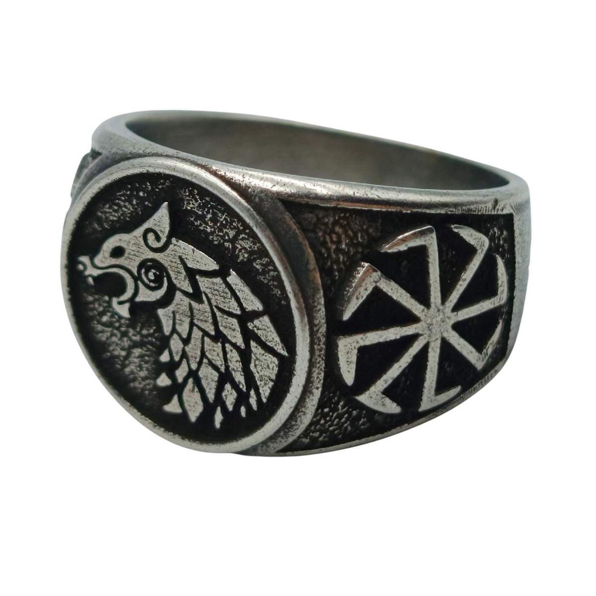 Slavic wolf Sun wheel ring