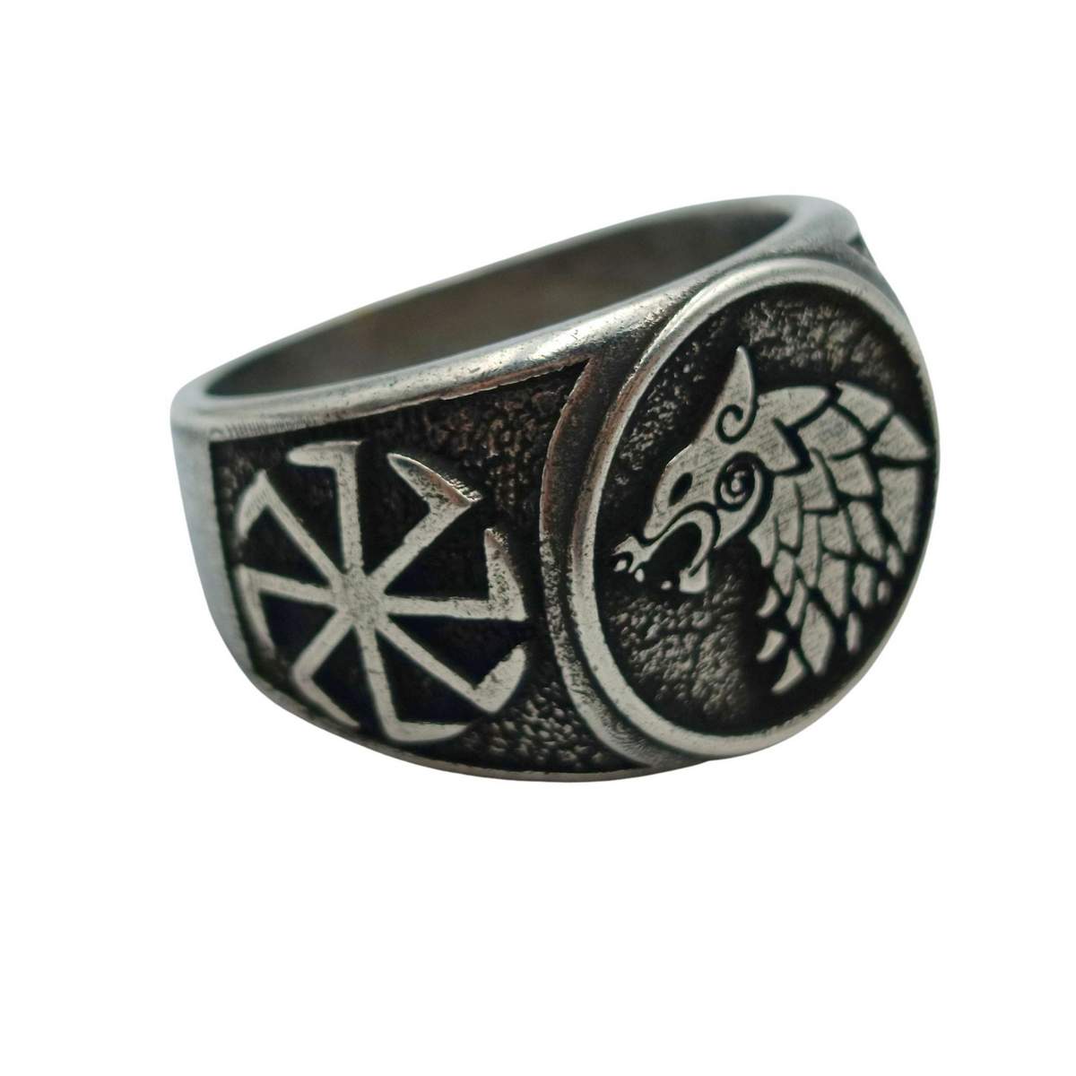 Slavic wolf Sun wheel ring