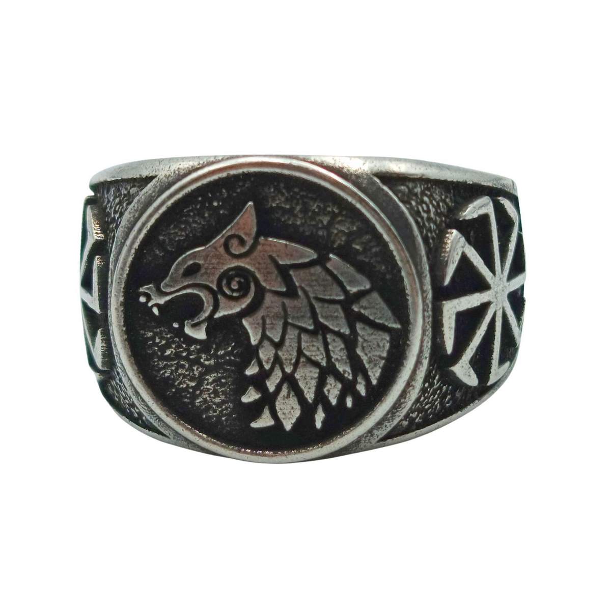 Slavic wolf Sun wheel ring
