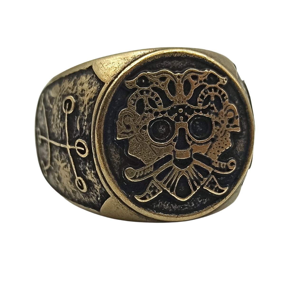 Loki mask ring 6 US Bronze with patina