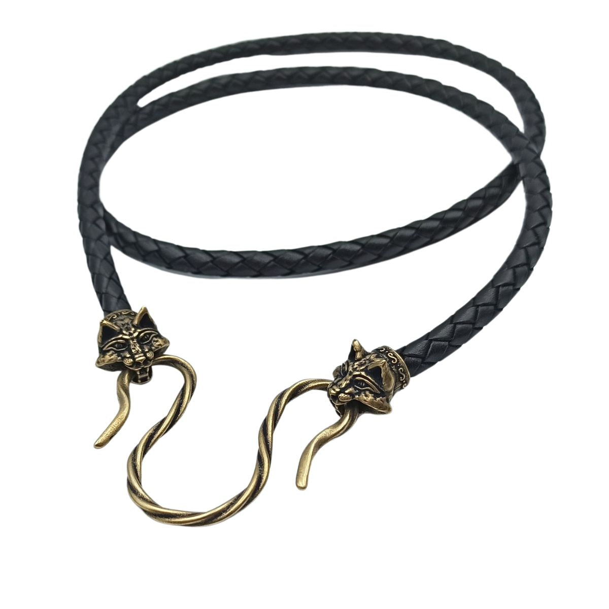 Lynx cat leather necklace 45 cm | 17 inch Bronze