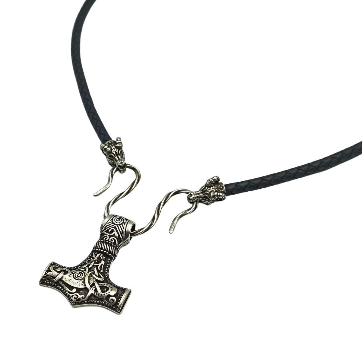 Mjolnir Mummen style silver plated pendant Goat necklace  