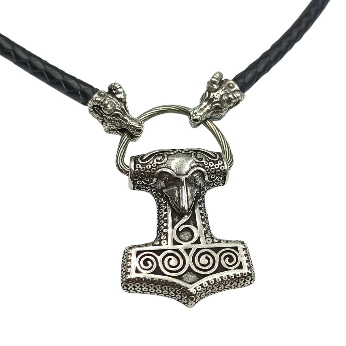 Mjolnir from Skane replica silver pendant +Goat necklace  
