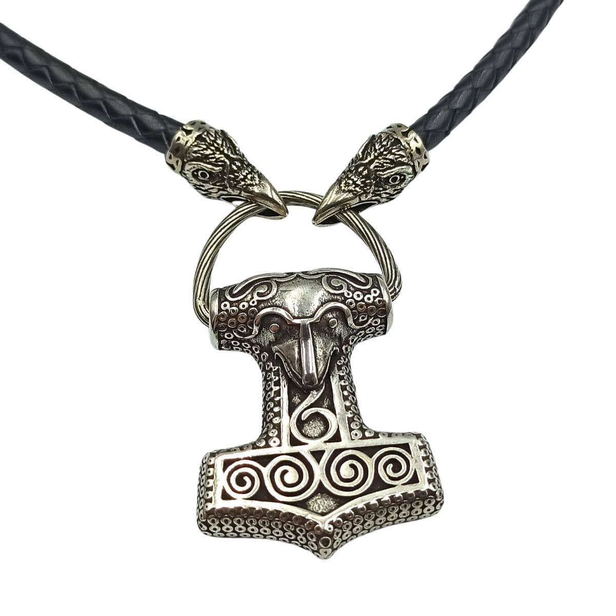 Mjolnir from Skane replica silver pendant +Raven necklace  