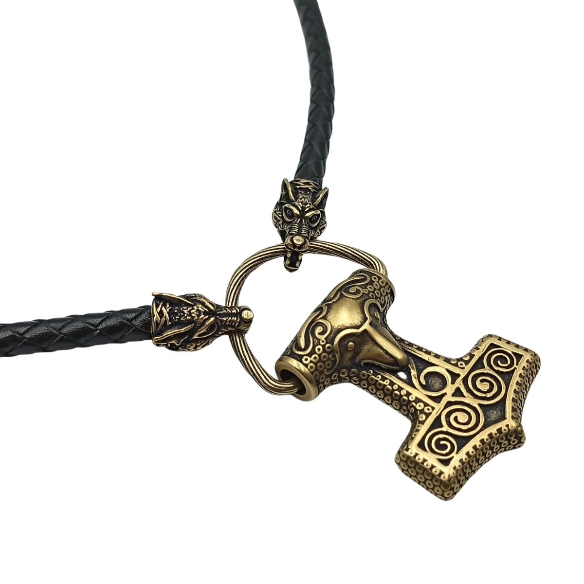 Mjolnir from Skane Bronze pendant Wolf necklace  