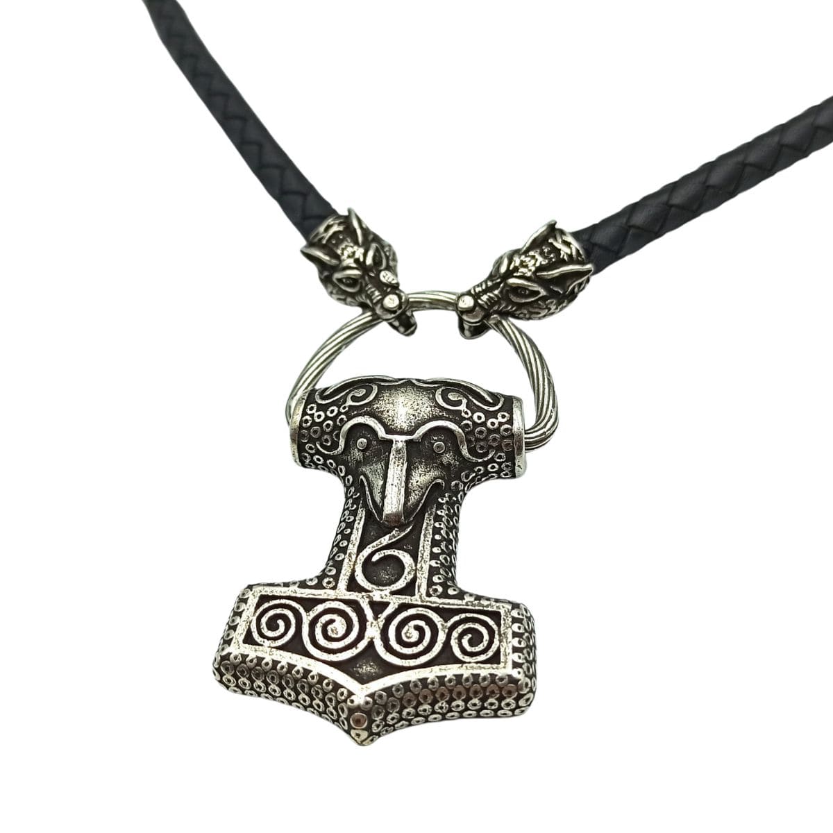 Mjolnir from Skane replica silver plated pendant Wolf necklace  