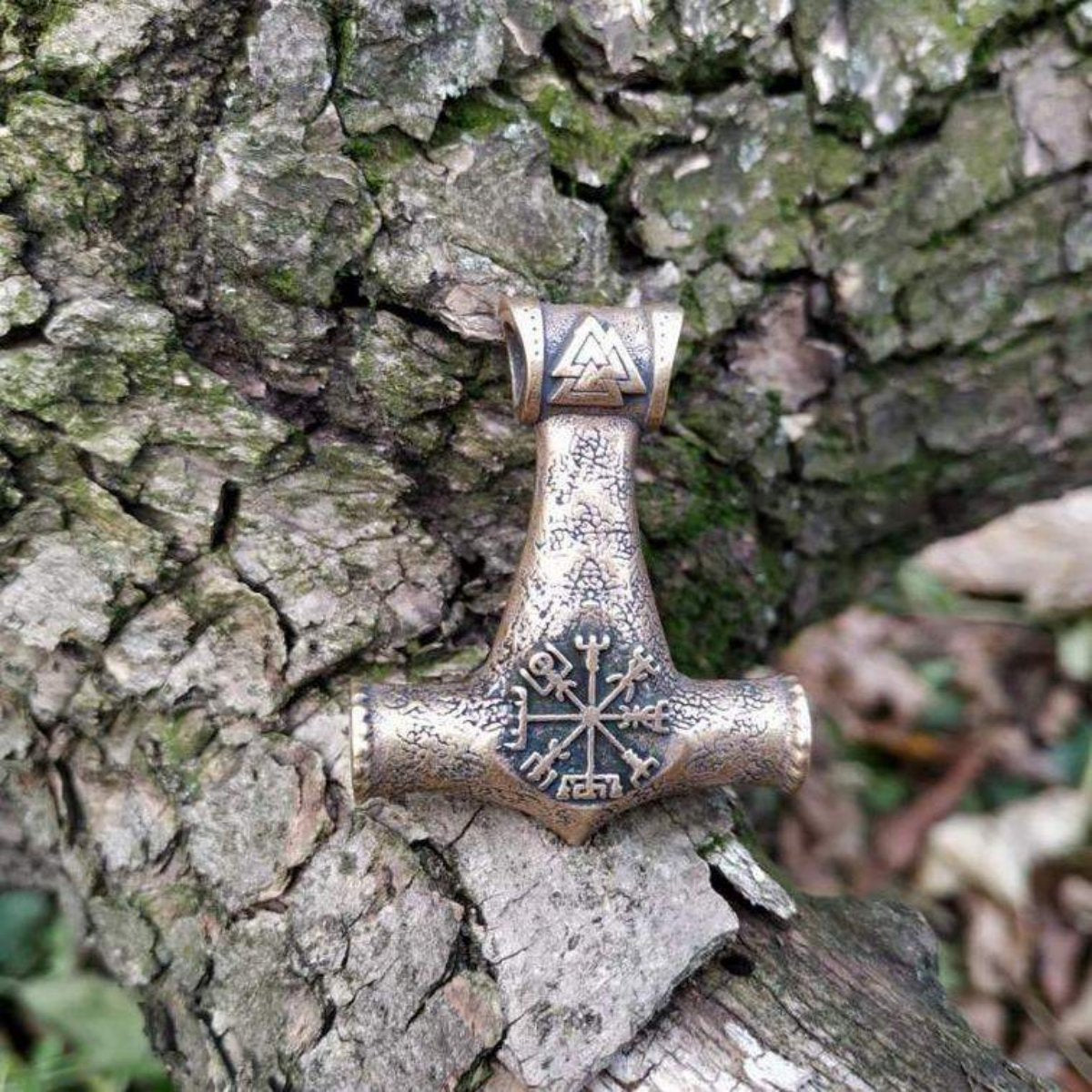 Mjolnir pendant with runes