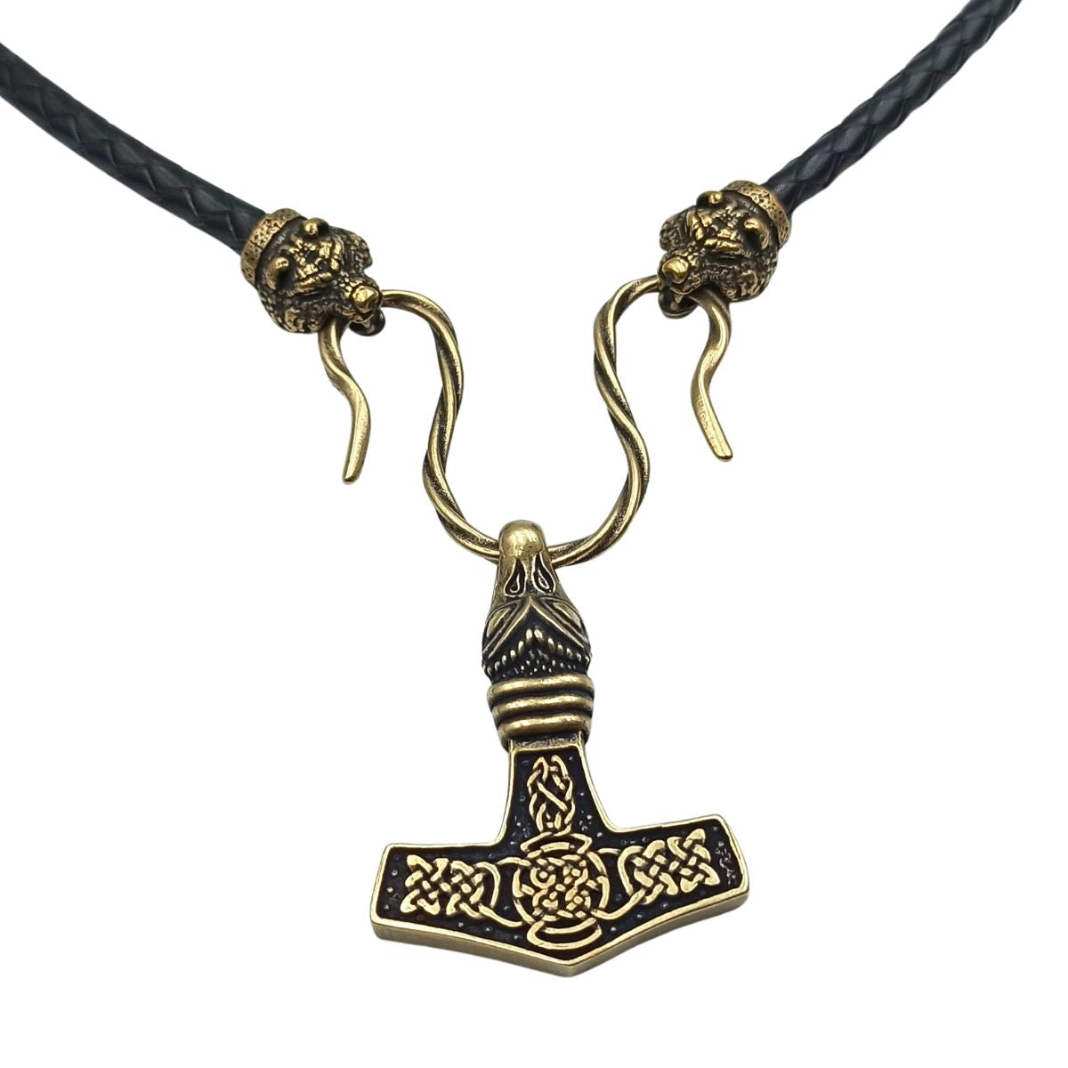 Bronze Mjolnir replica pendant Bear necklace  