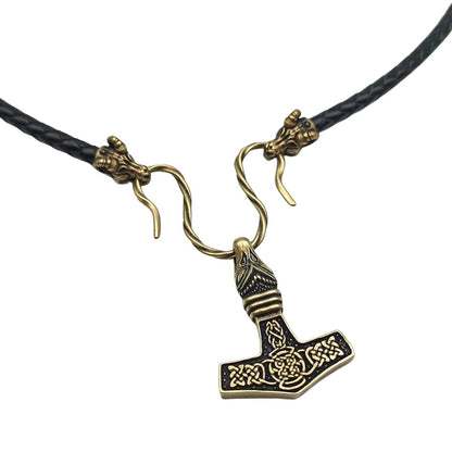Bronze Mjolnir replica pendant Goat necklace  