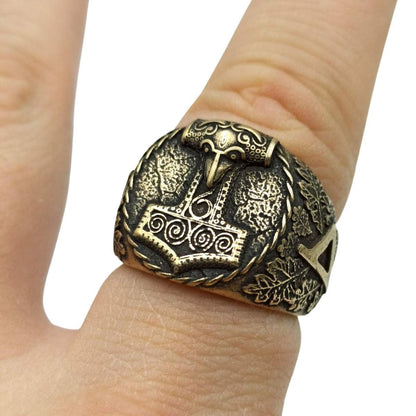 Mjolnir Signet bronze ring   