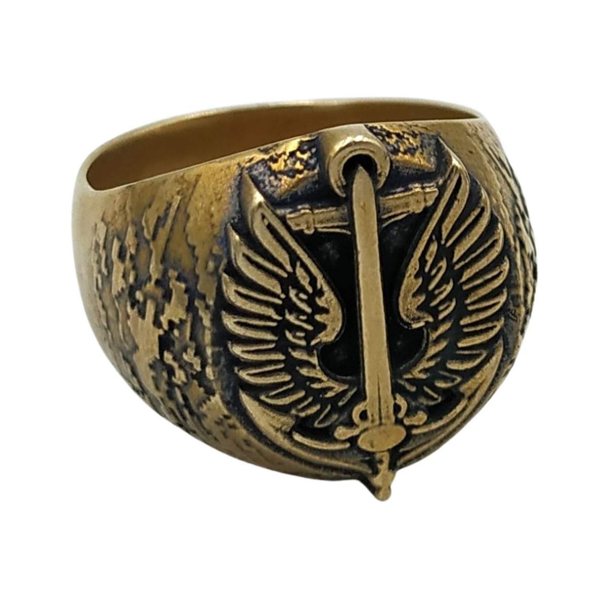 Ukrainian marines signet ring 6 US Bronze with patina