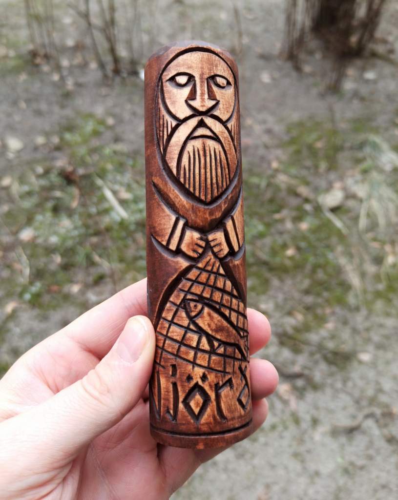 Njord wooden statue