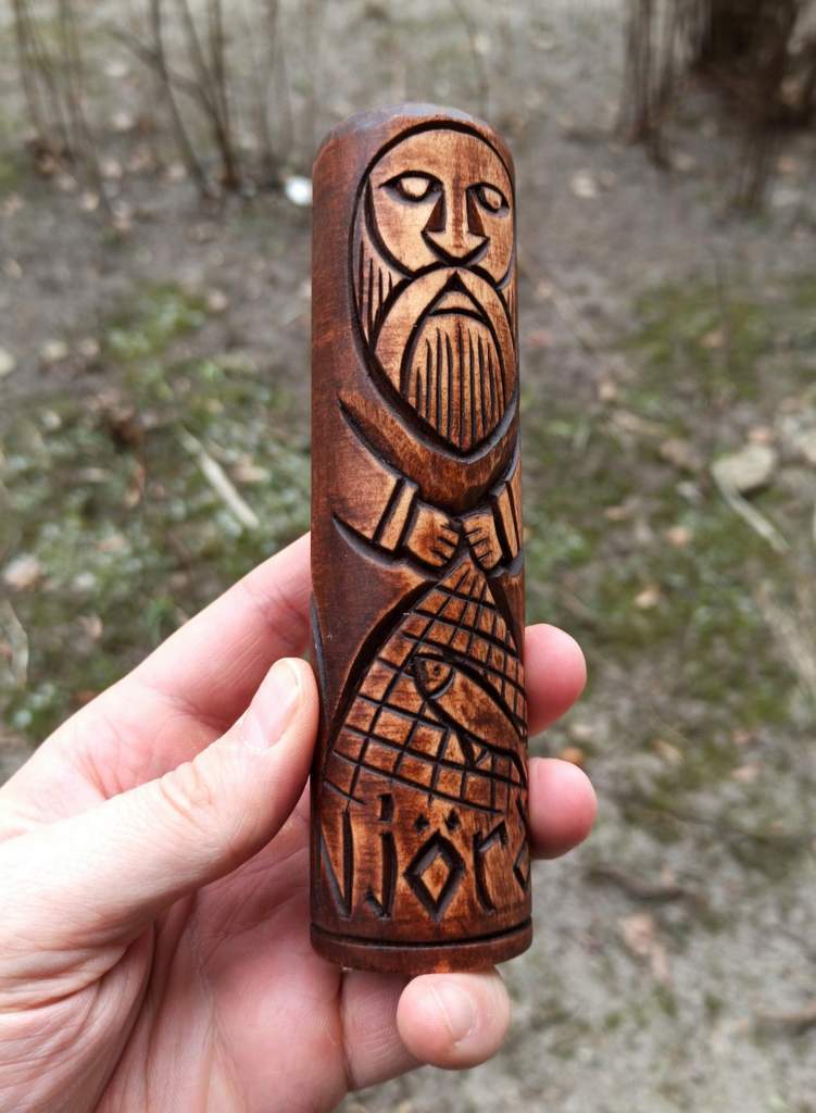 Njord wooden statue