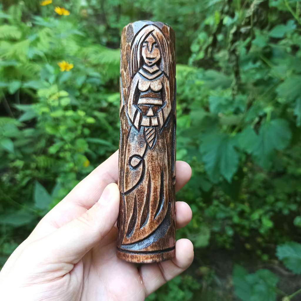 The Norns wooden statue