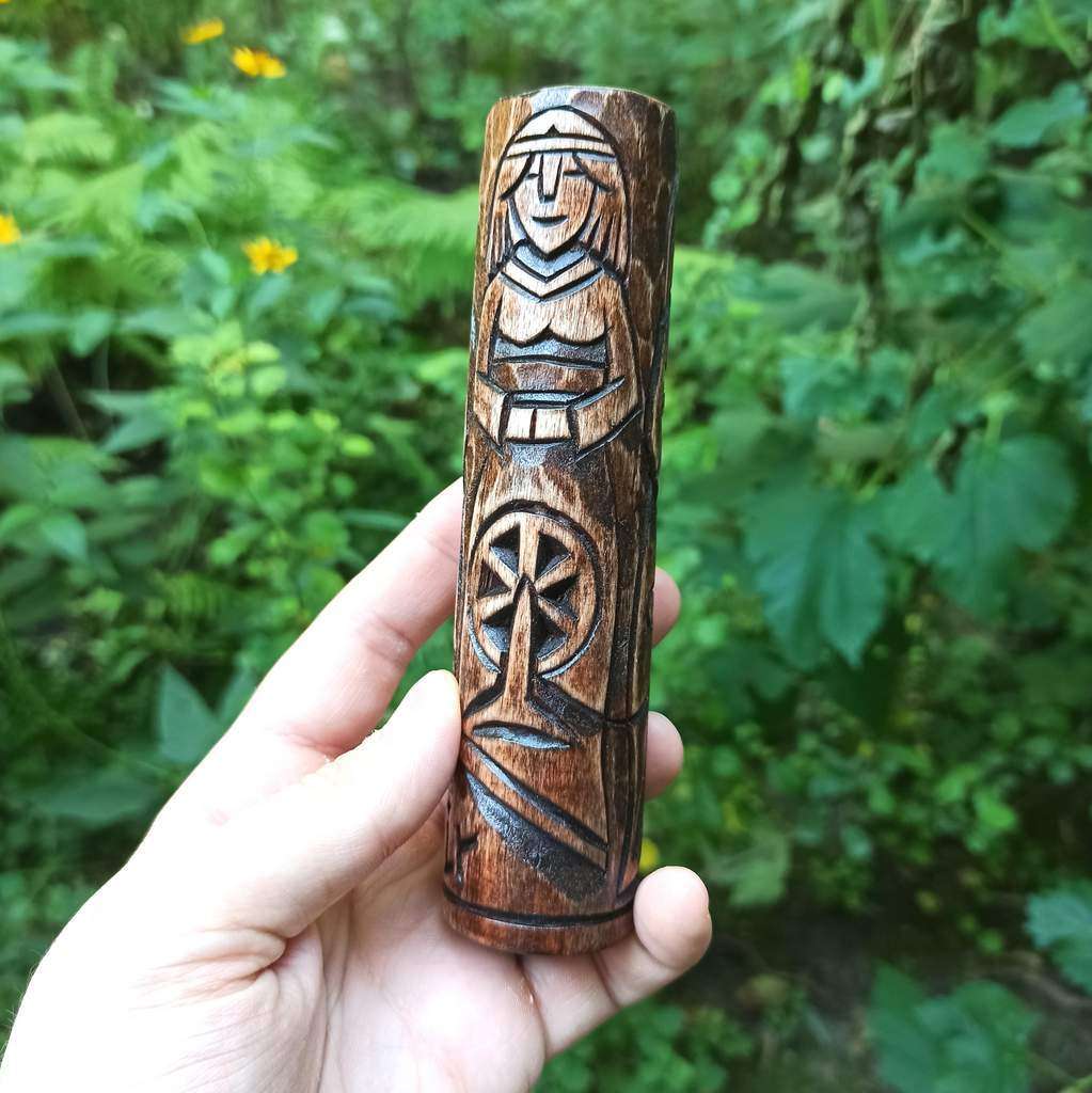 The Norns wooden statue