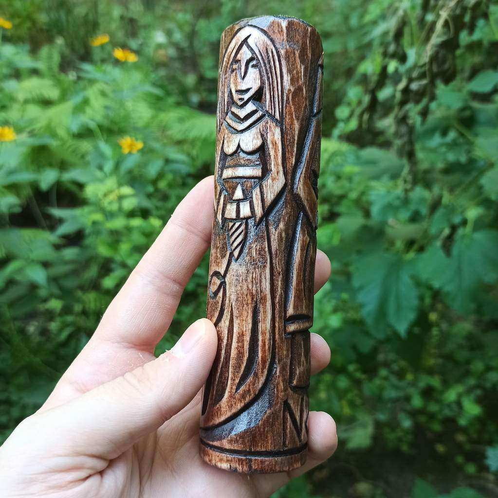 The Norns wooden statue