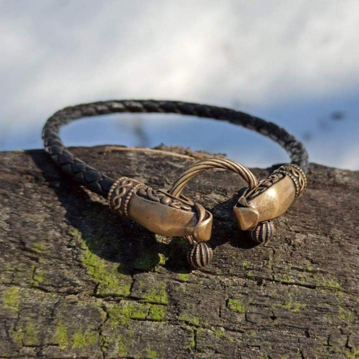 Norse dragon leather bracelet 5 mm version