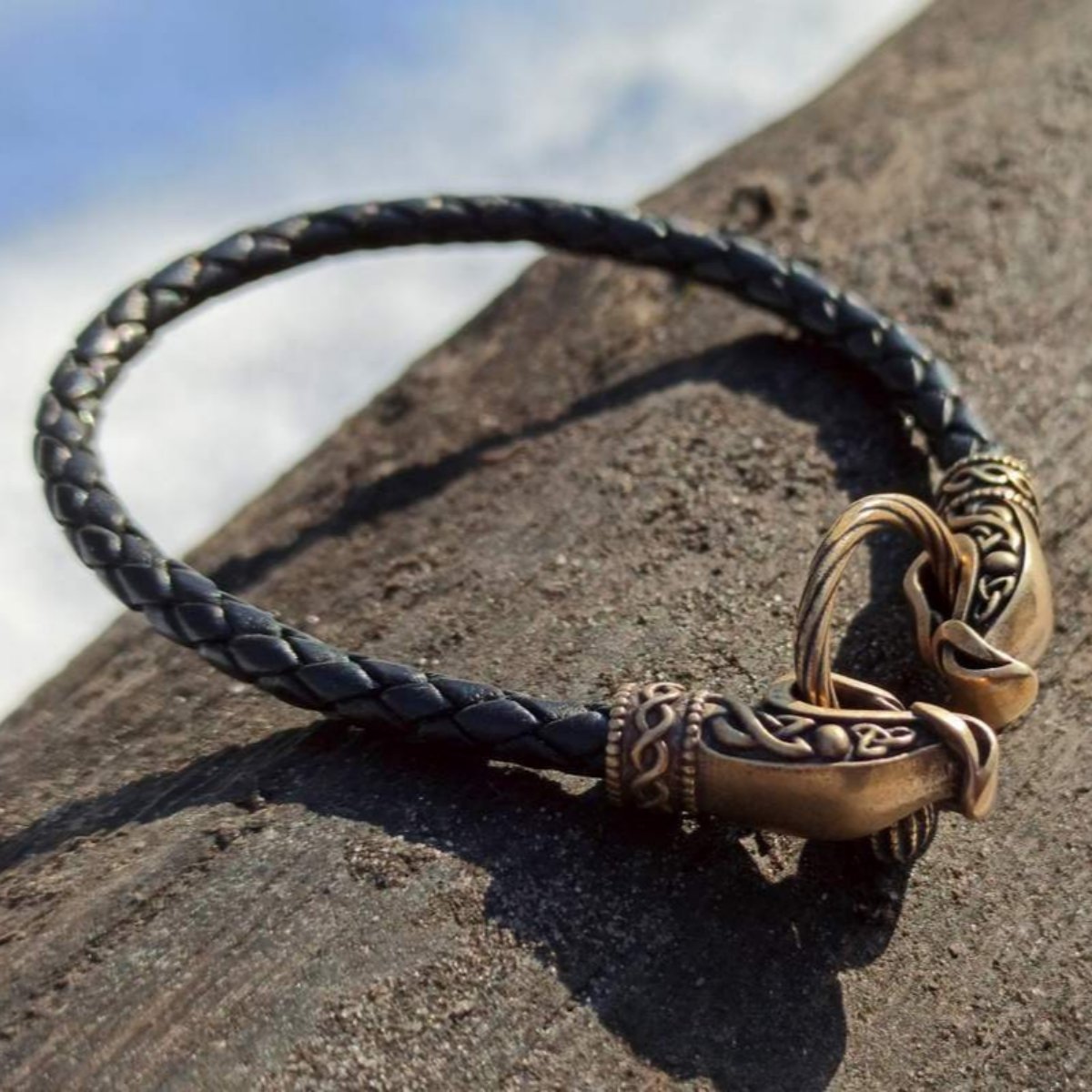 Norse dragon leather bracelet 5 mm version
