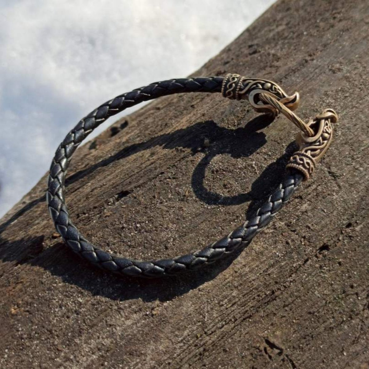 Norse dragon leather bracelet 5 mm version