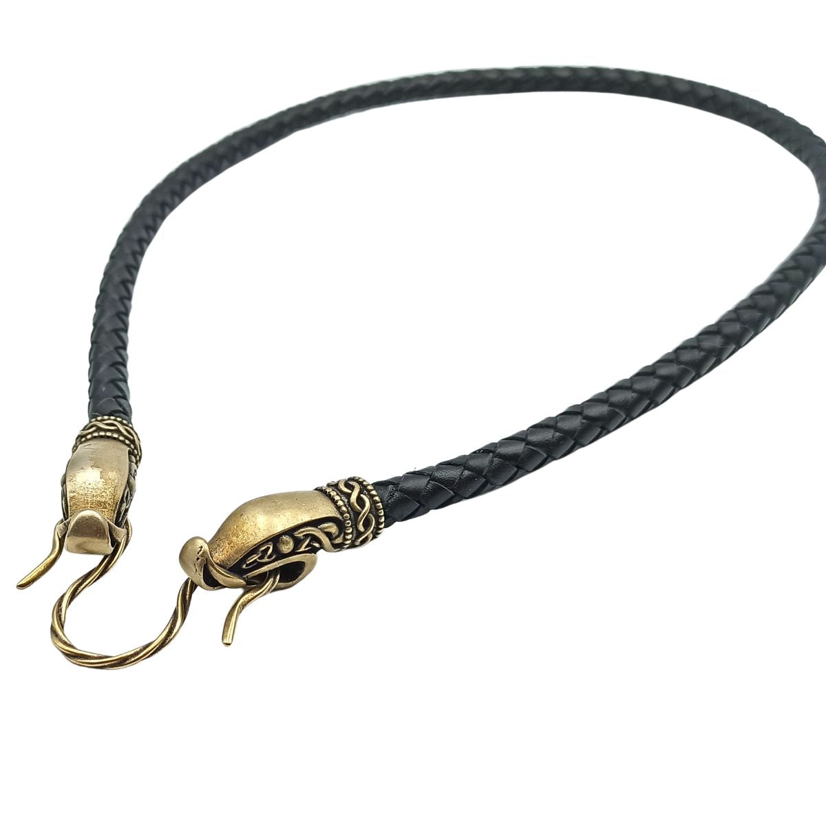Norse Dragon leather necklace with Bronze clasps 45 cm | 17 inch 8 mm | 3/10 inch 