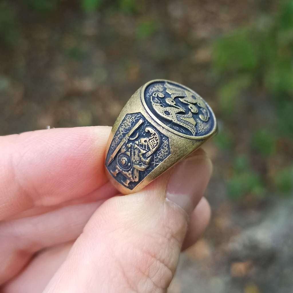 Norse ravens bronze ring   