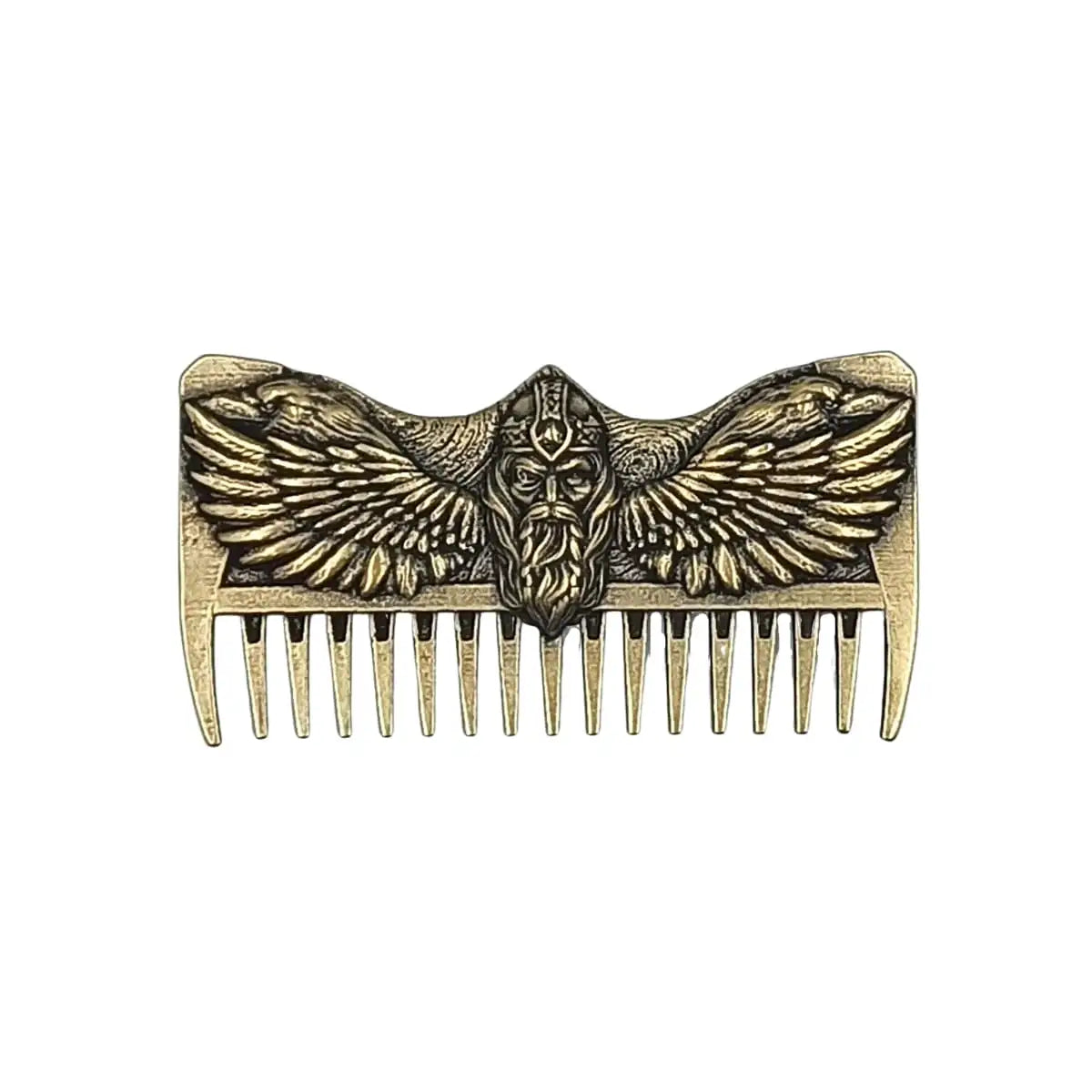 Odin with ravens beard Viking comb Bronze with patina