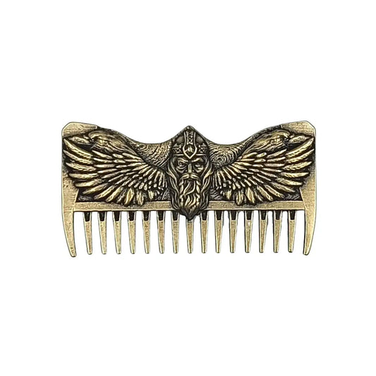 Odin with ravens beard Viking comb Bronze with patina  