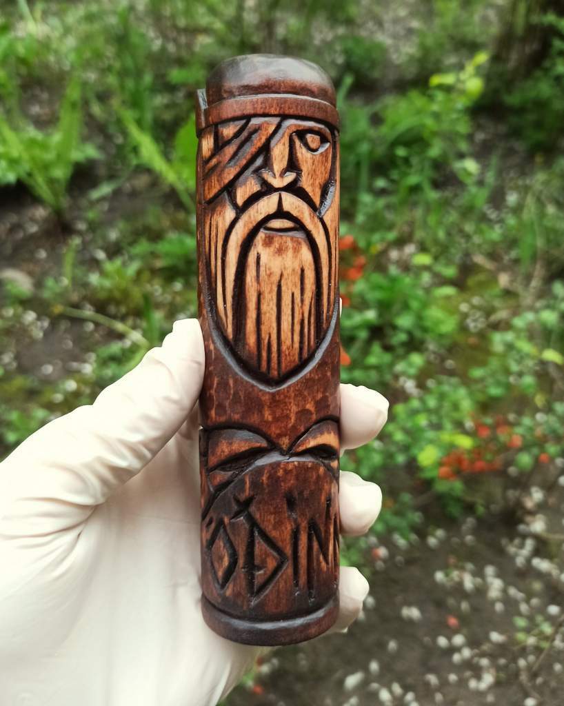 Odin wood carved figurine   