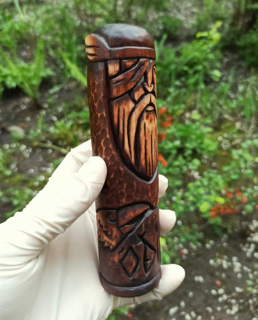 Odin wood carved figurine