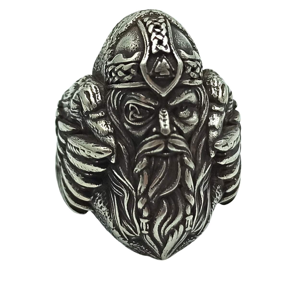Odin with ravens signet ring 7 US Silver plating