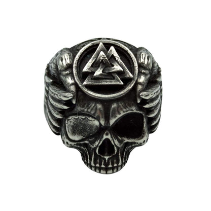 Odin skull bronze ring 6 US Silver plating 
