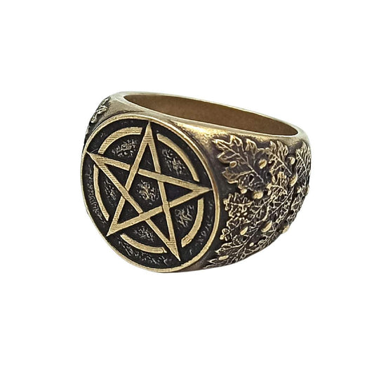 Wiccan pentacle ring 6 US Bronze with patina