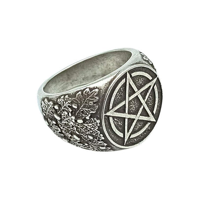 Wiccan pentacle ring from bronze 6 US Silver plating 