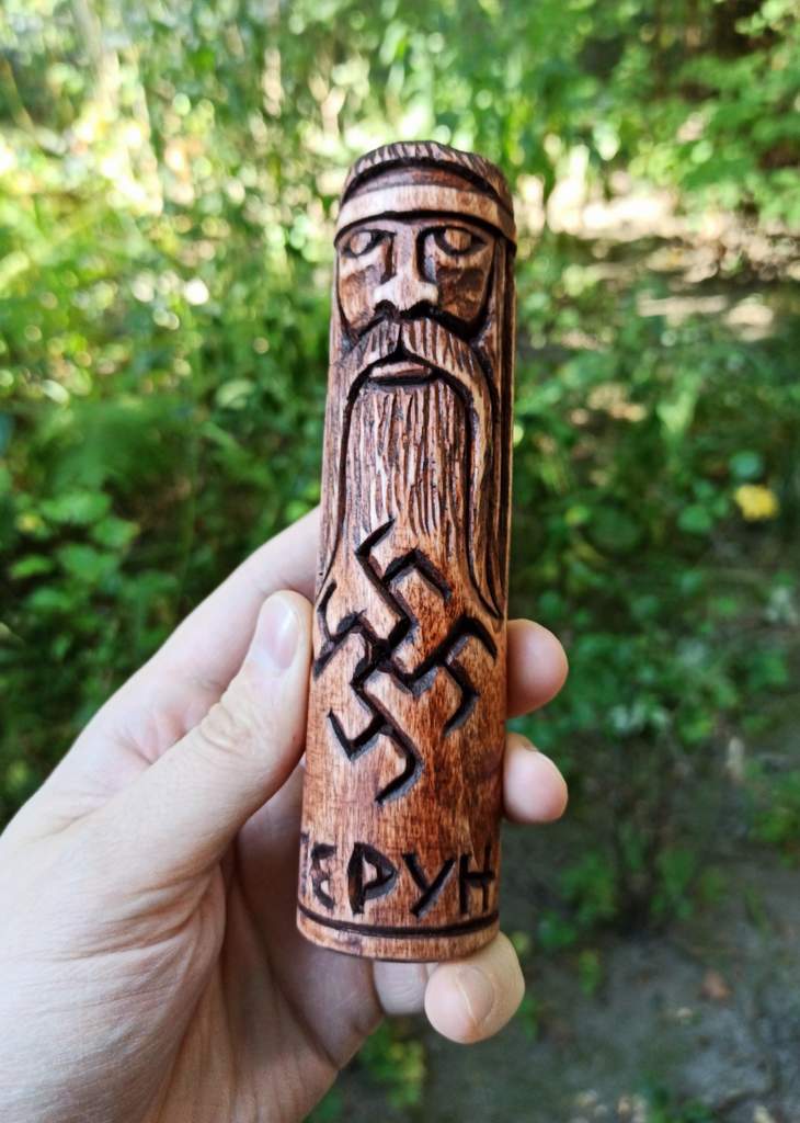 Perun Slavic god wooden statue