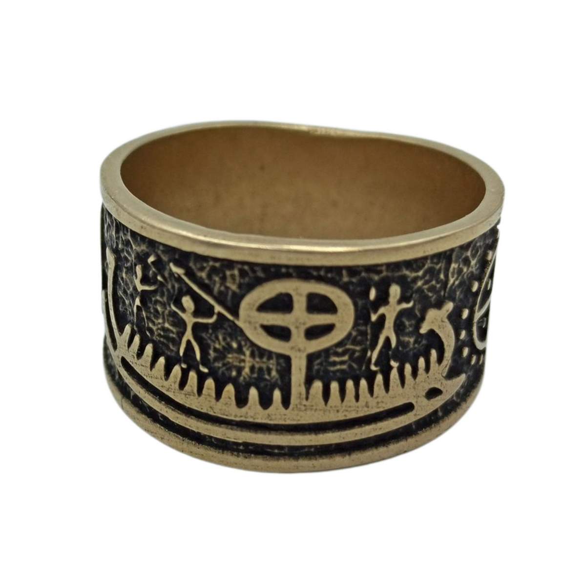 Norse Petroglyph ring 6 US Bronze with patina