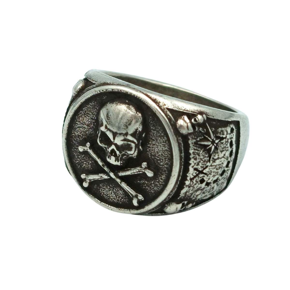 Pirate skull signet ring 6 US Silver plating