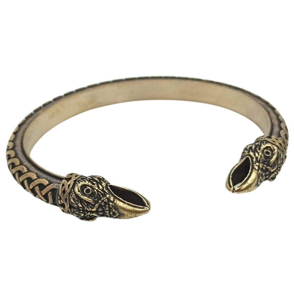 PAKABONE Viking Bracelet - Norse Arm Ring With Odin's Ravens - Adjustable Pewter