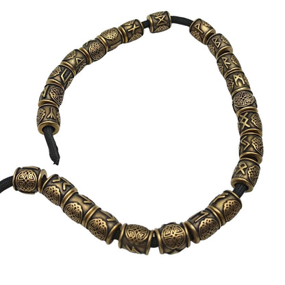 Elder futhark runes bronze beads set - 24 pc   