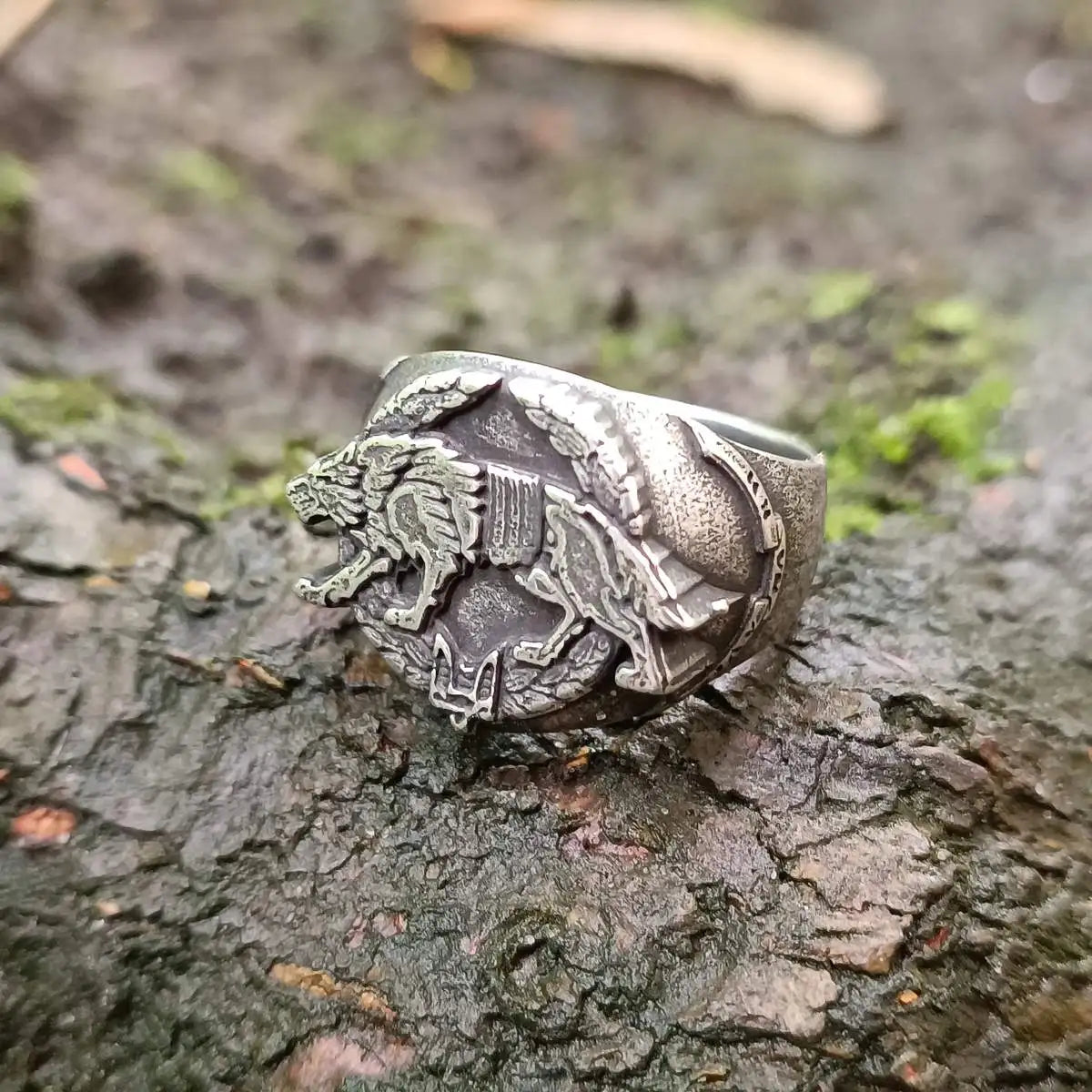 Ukrainian army wolf signet ring