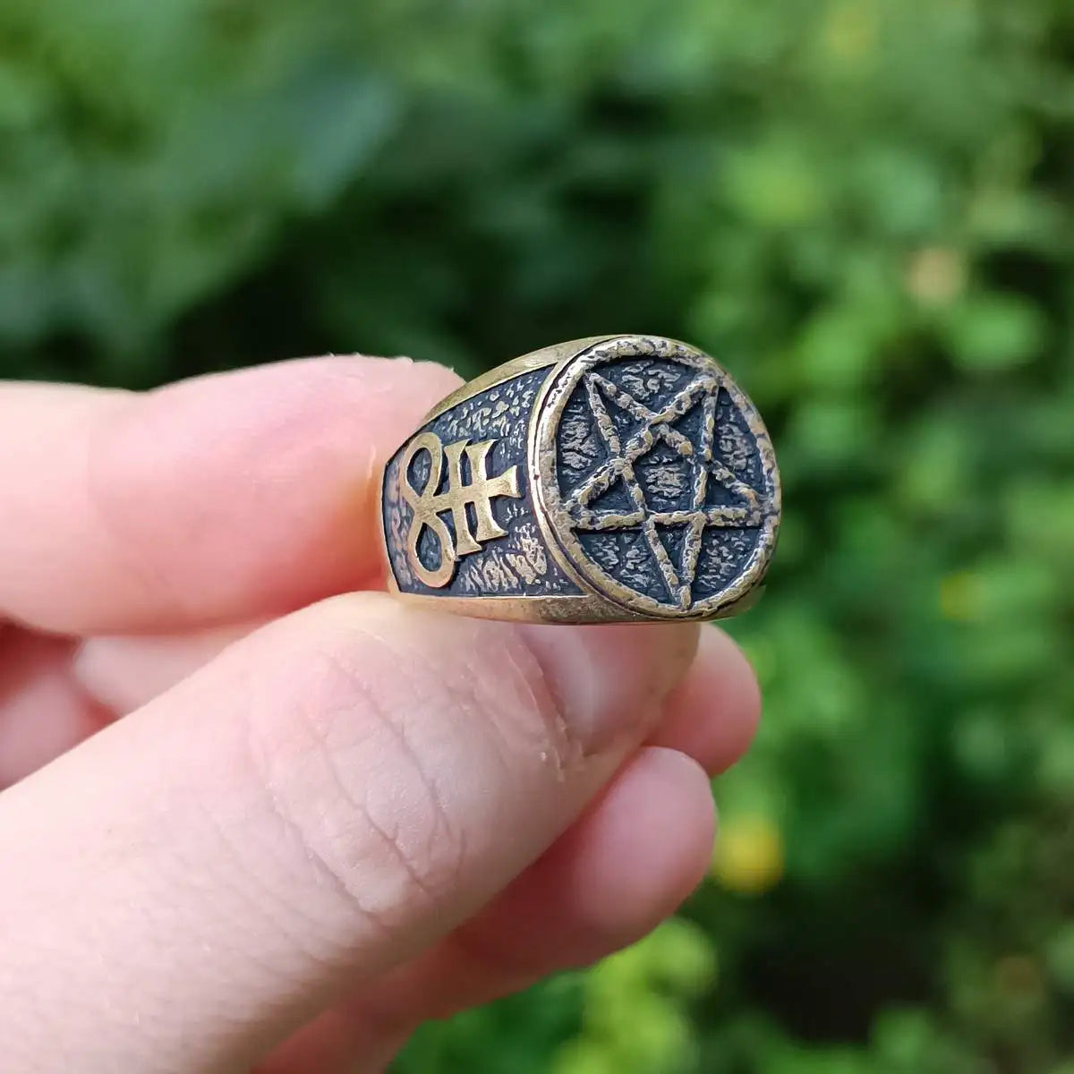 Satanic pentagram ring