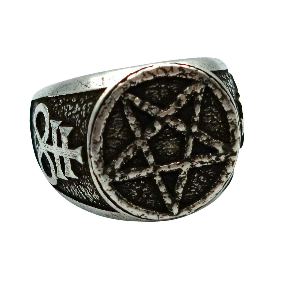 Satanic pentagram ring 6 US Silver plating