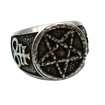 Satanic pentagram ring from bronze 6 US Silver plating 