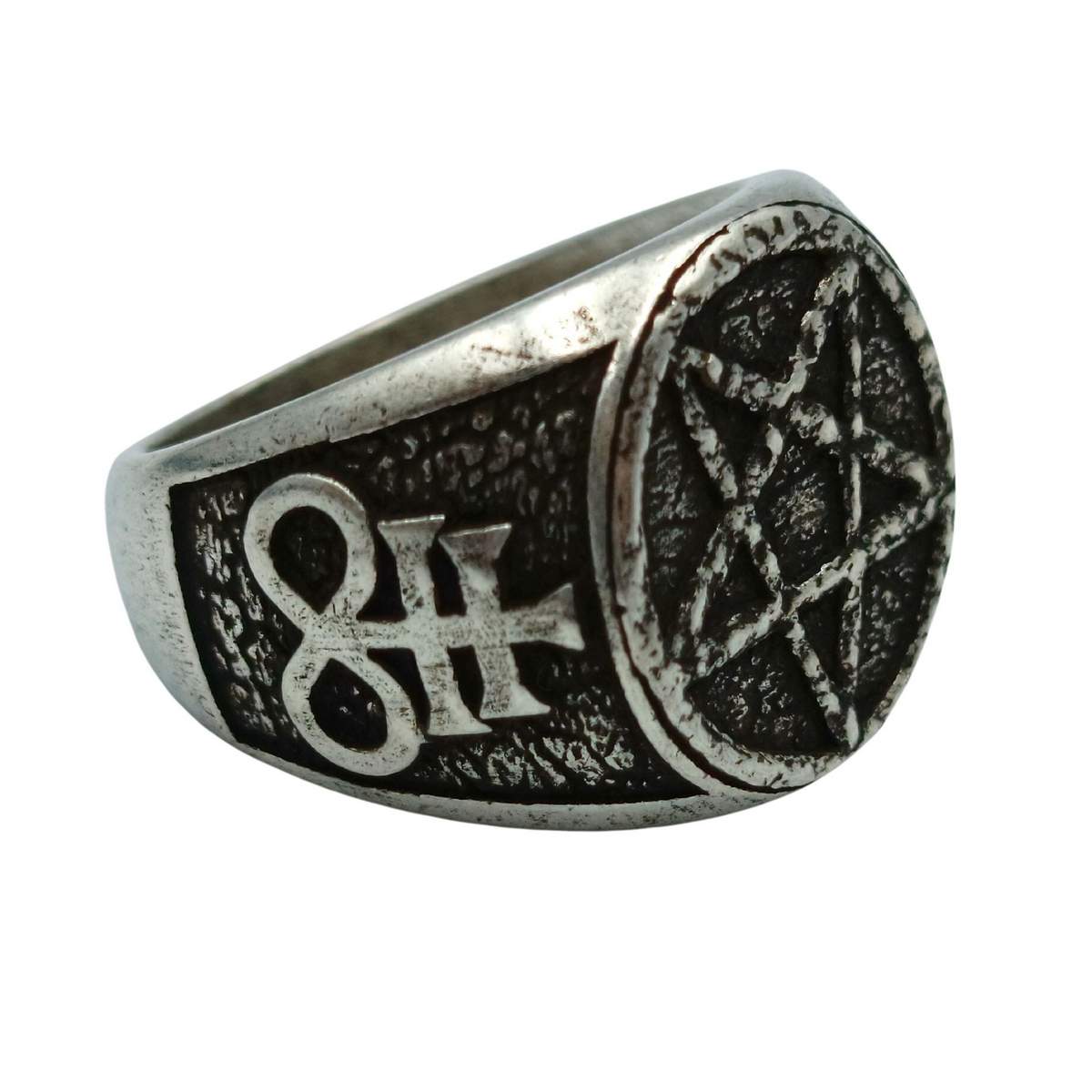 Satanic pentagram ring from bronze   