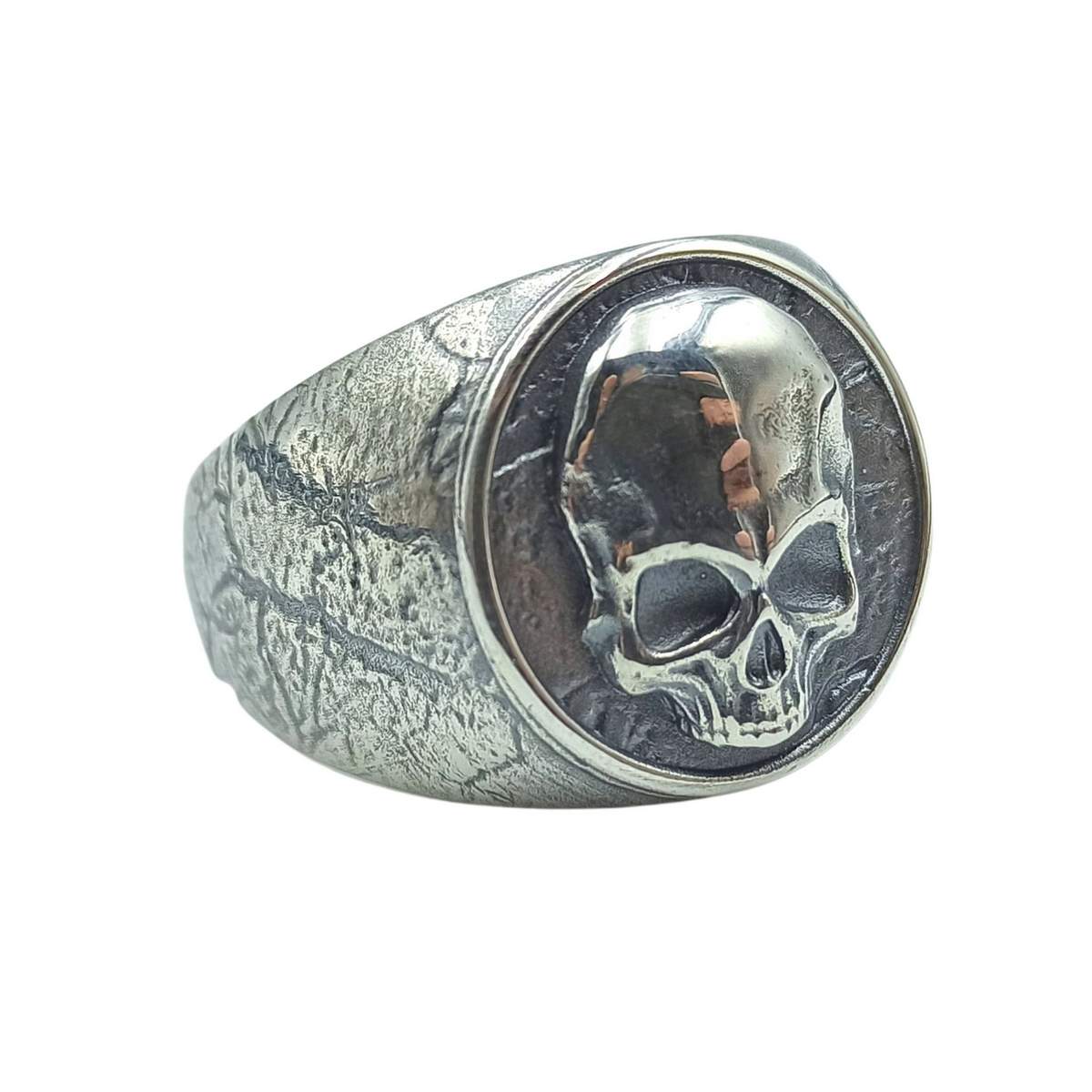 Human skull silver signet ring 6 US/CA  