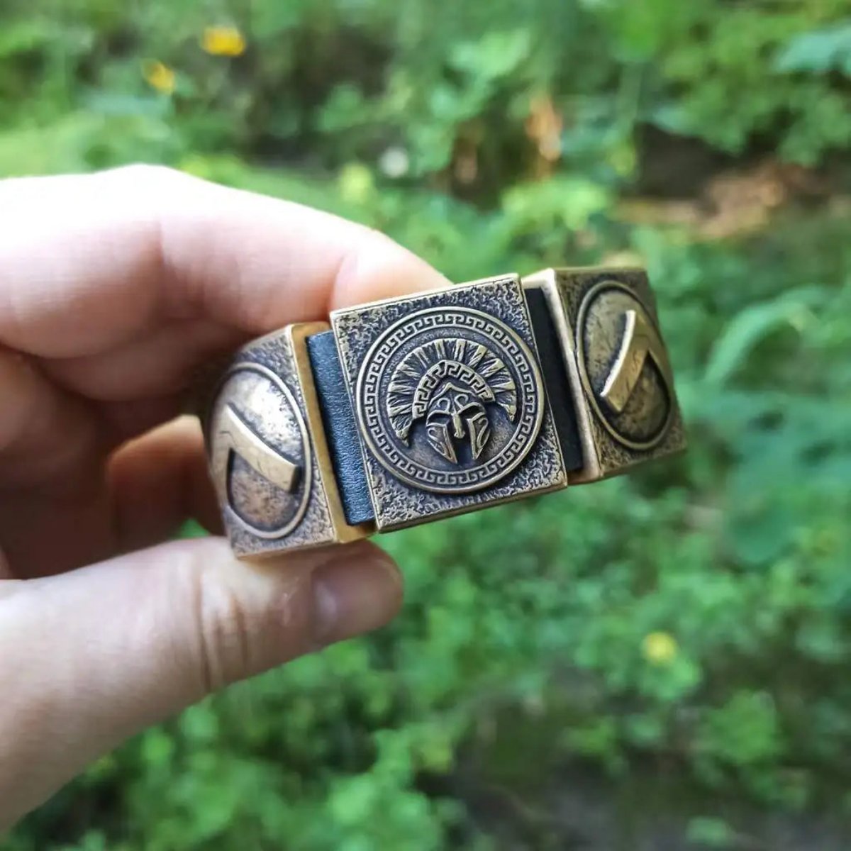 Spartan leather cuff bracelet