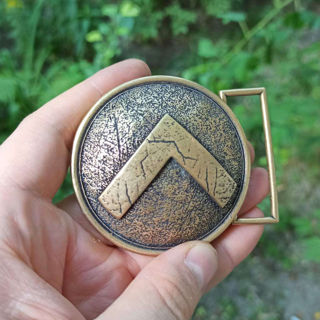 Spartan warrior shield belt buckle