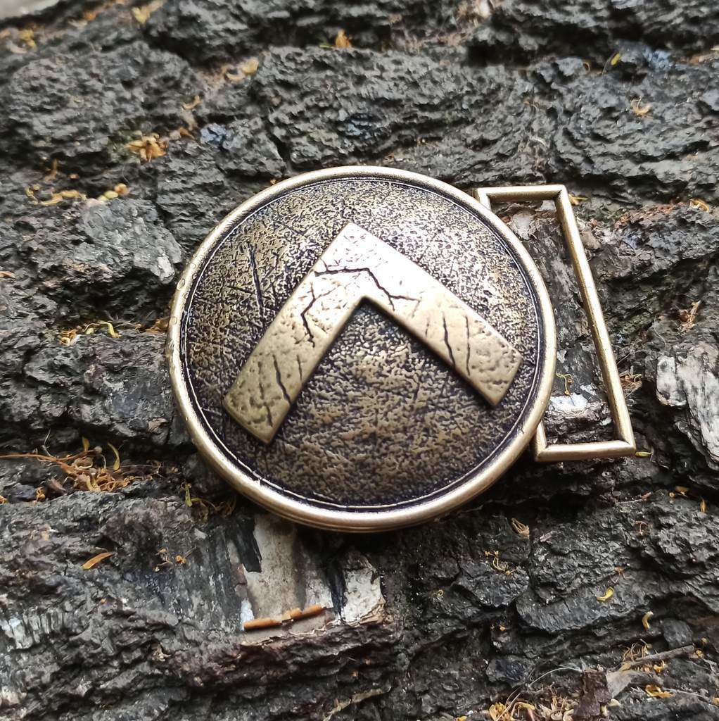 Spartan warrior shield belt buckle