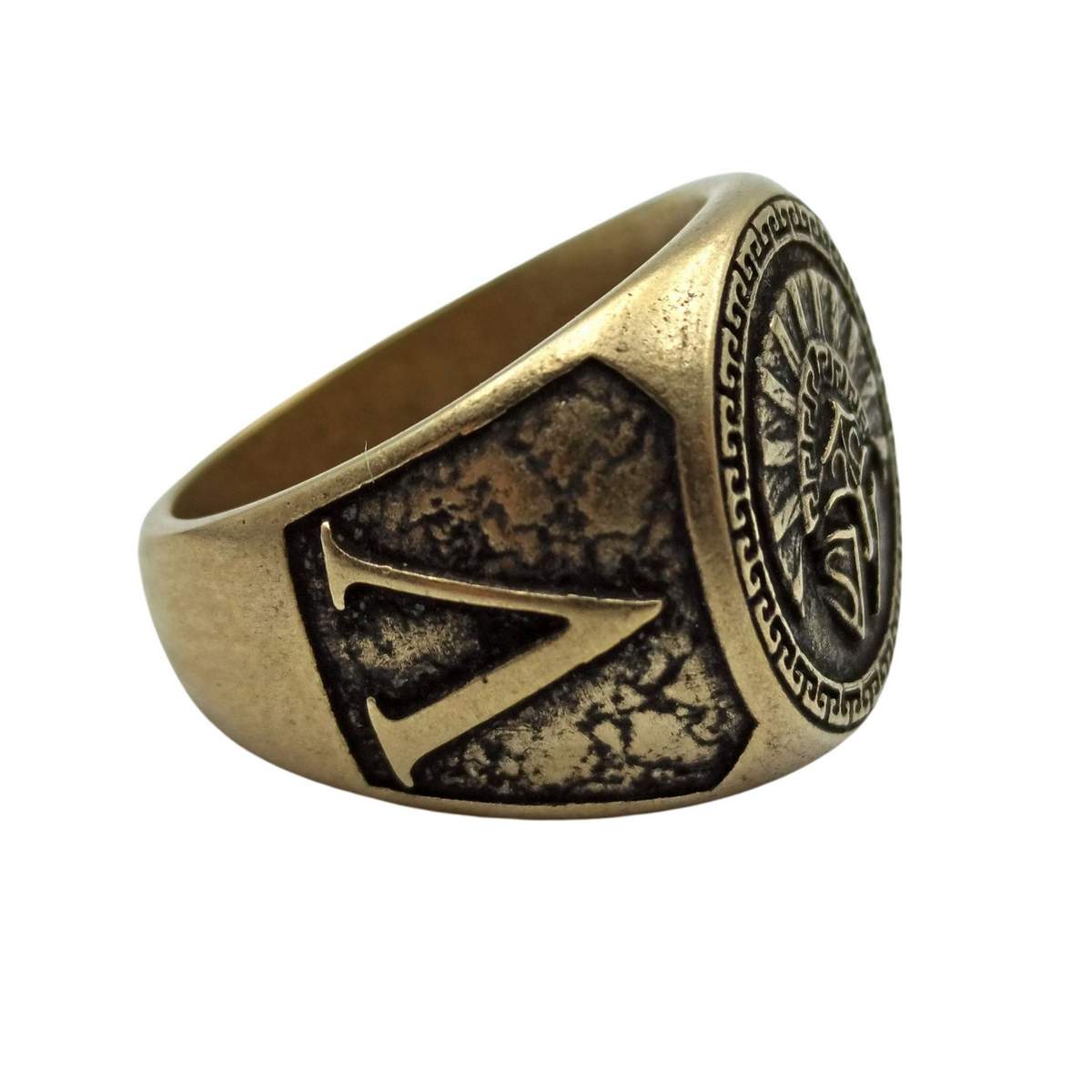 Spartan warrior helmet bronze ring   