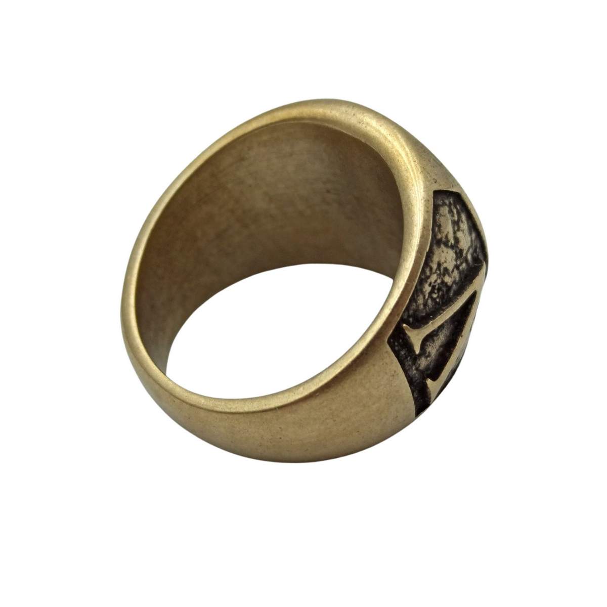 Spartan warrior helmet bronze ring   